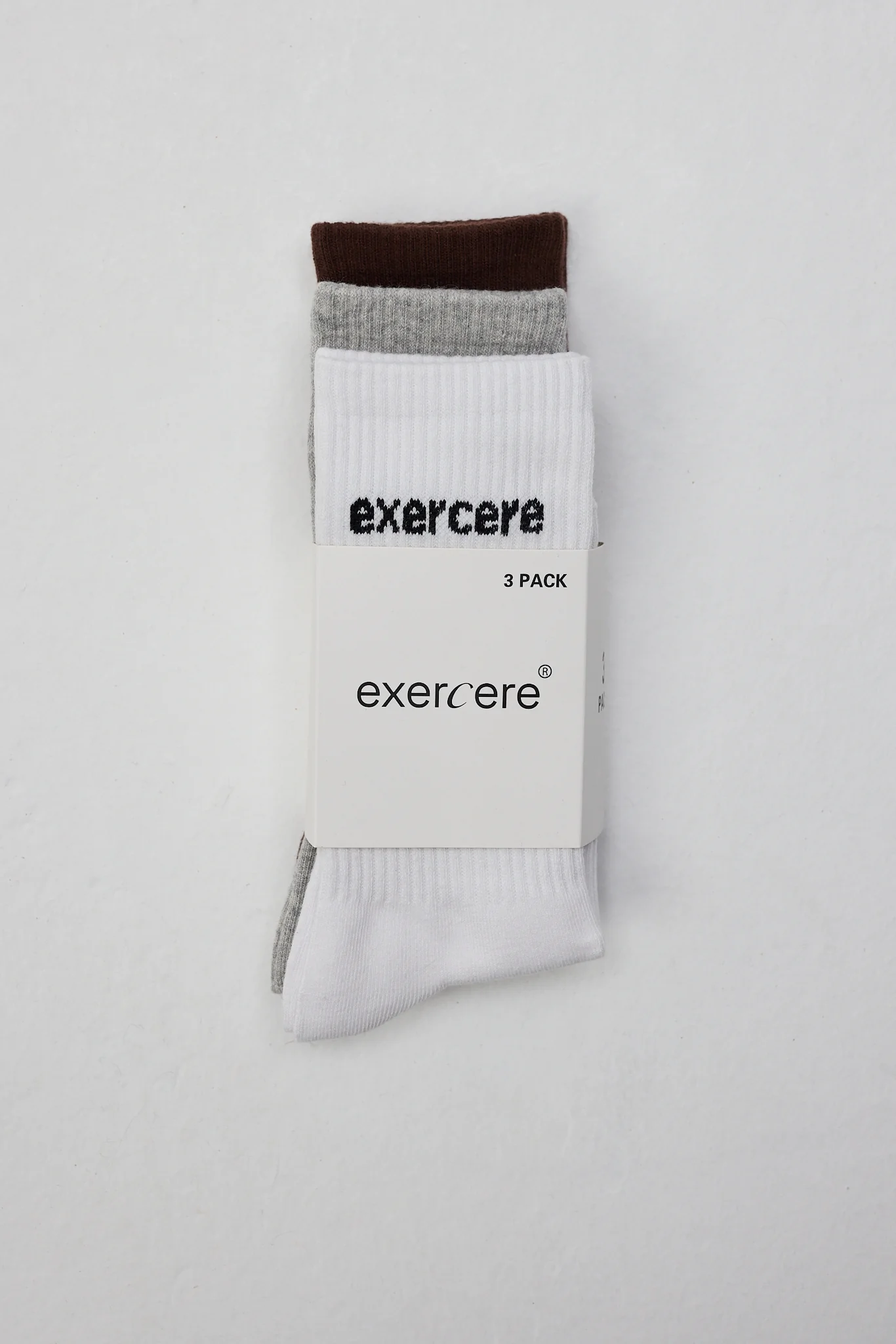 Logo Socks 3-Pack - White, Pecan Brown, Grey - Image 6
