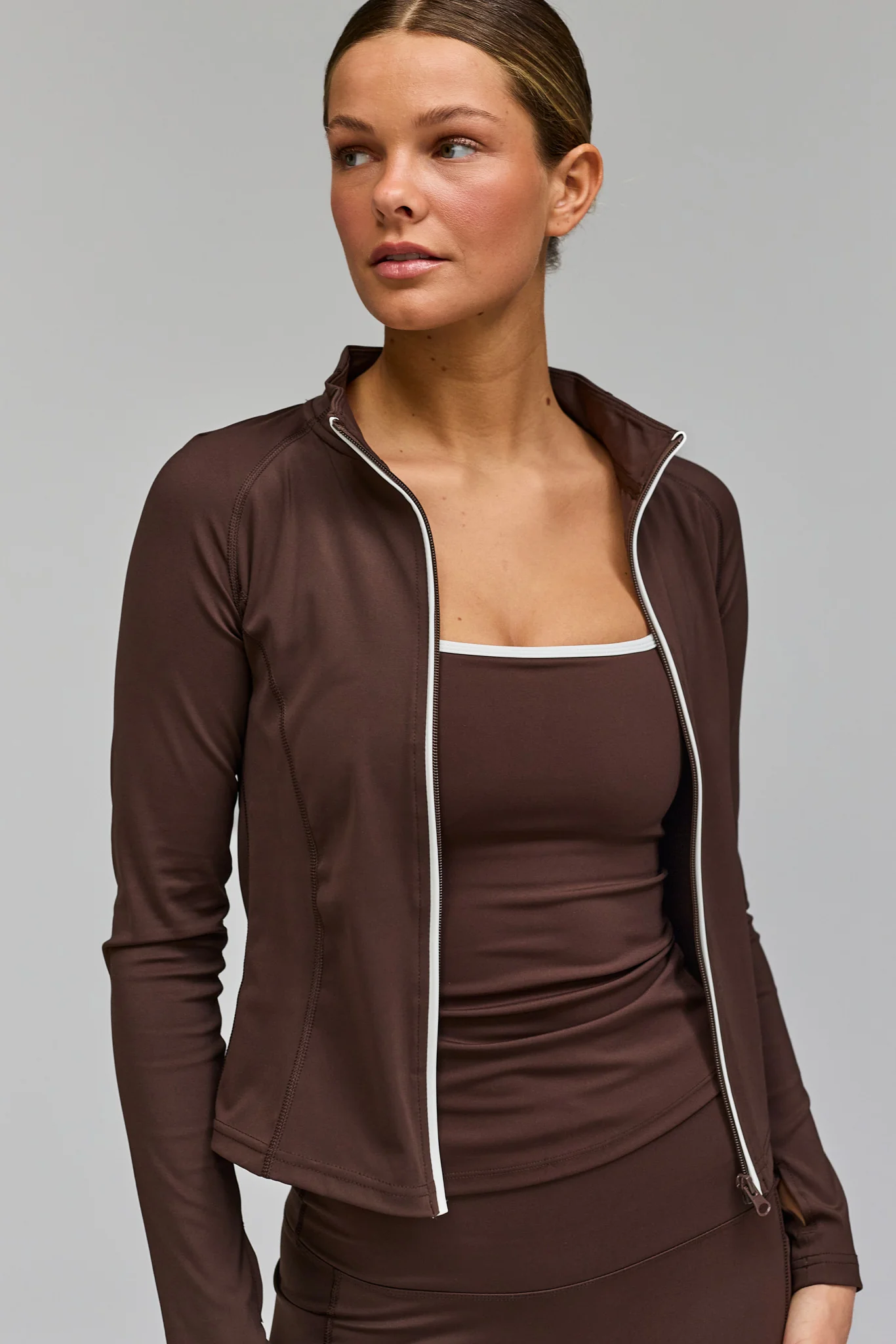 Active Zip Blouse - Pecan Brown - Image 5
