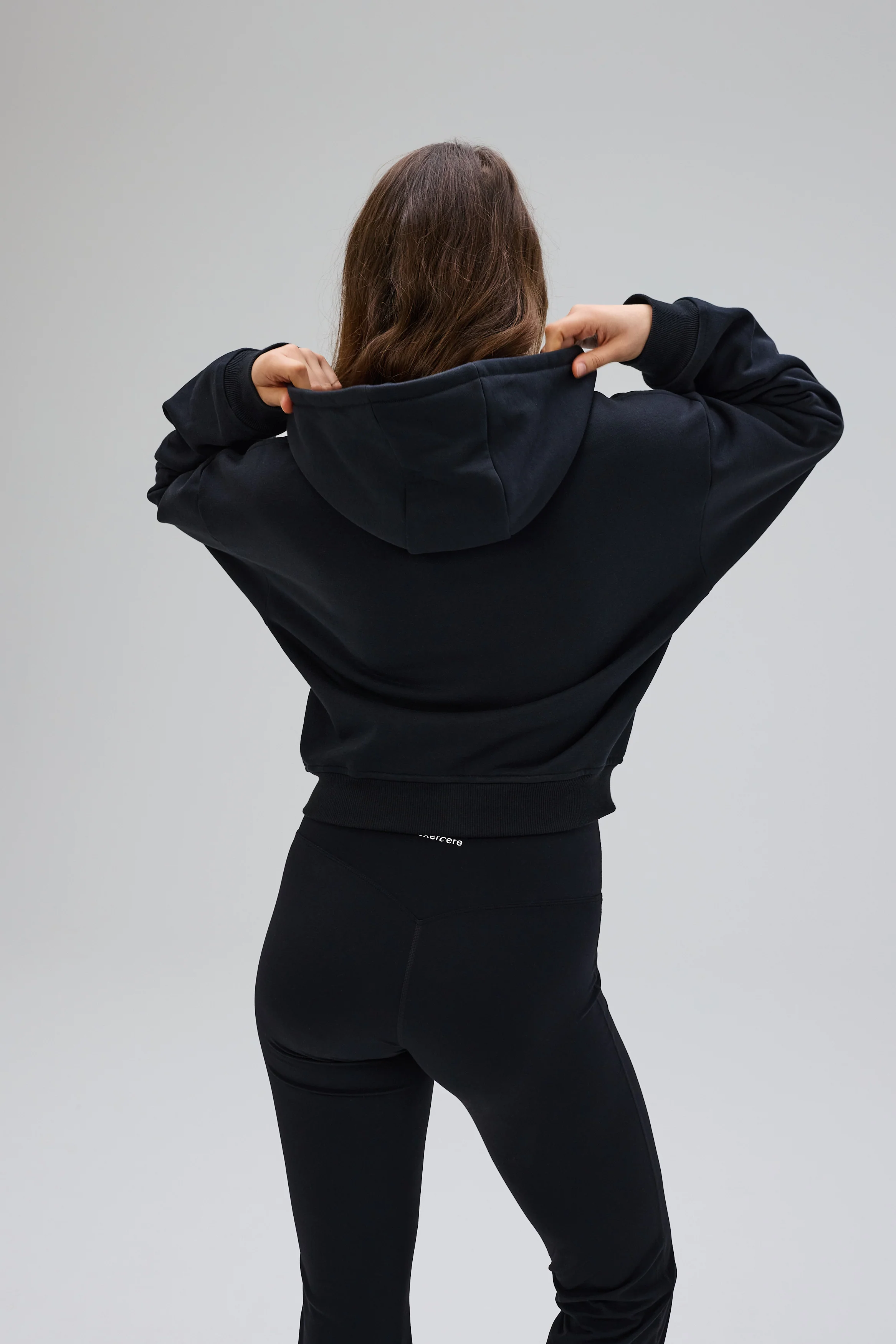 Aero Cropped Zip Hoodie - Black - Image 7