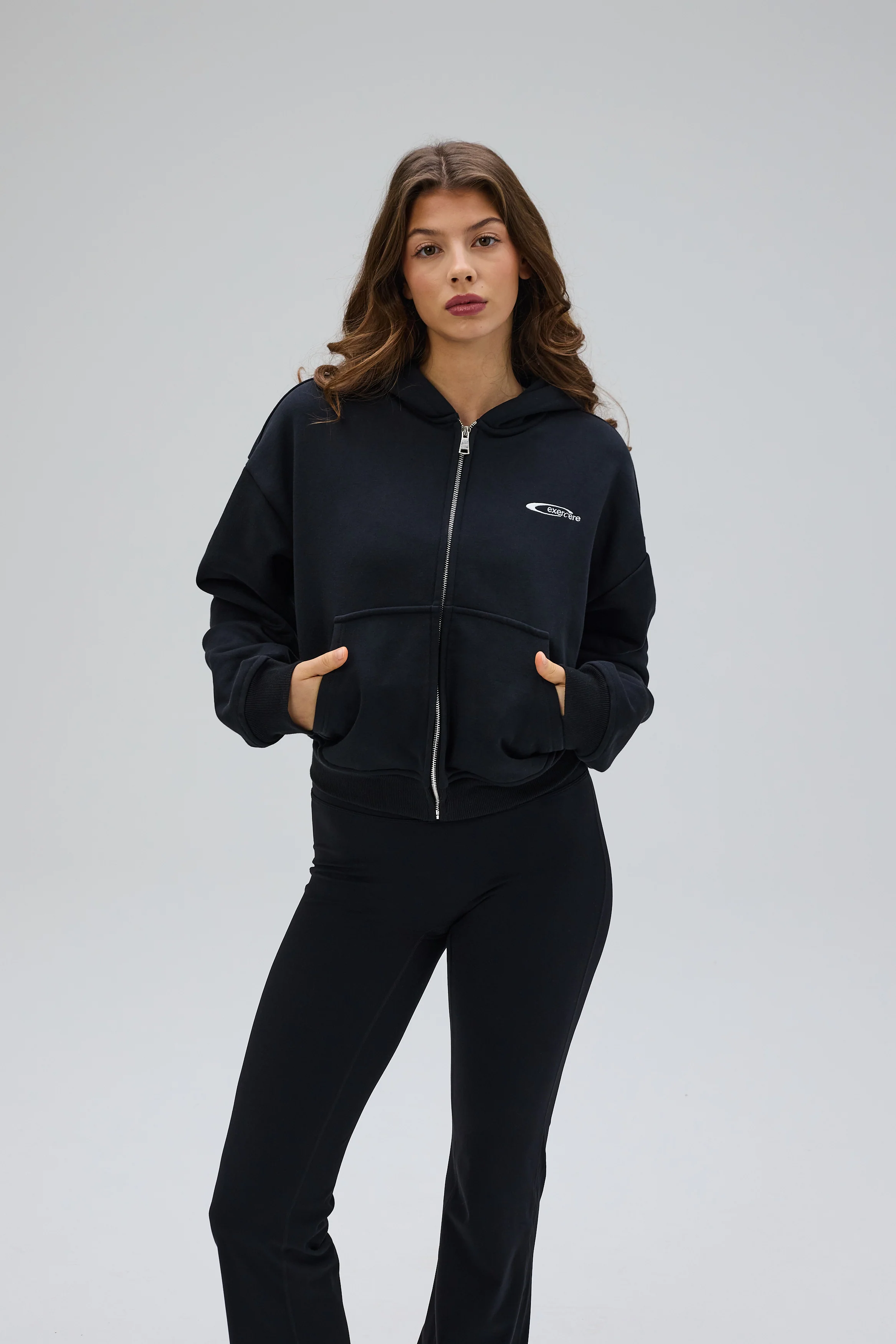 Aero Cropped Zip Hoodie - Black - Image 8