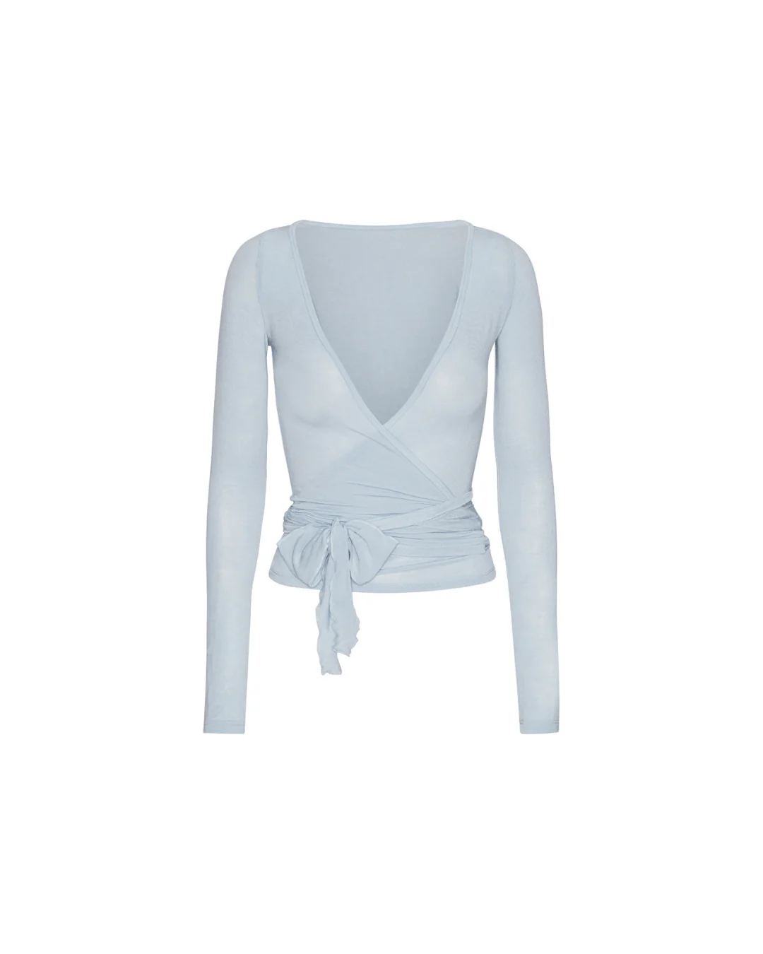 Ballet Wrap Blouse - Powder Blue - Image 4