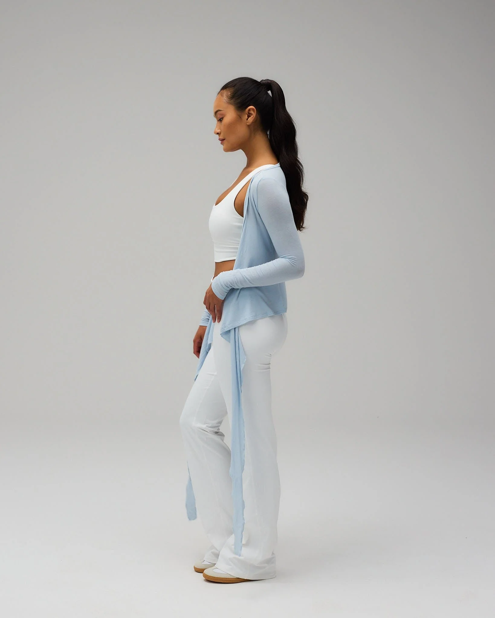 Ballet Wrap Blouse - Powder Blue - Image 7