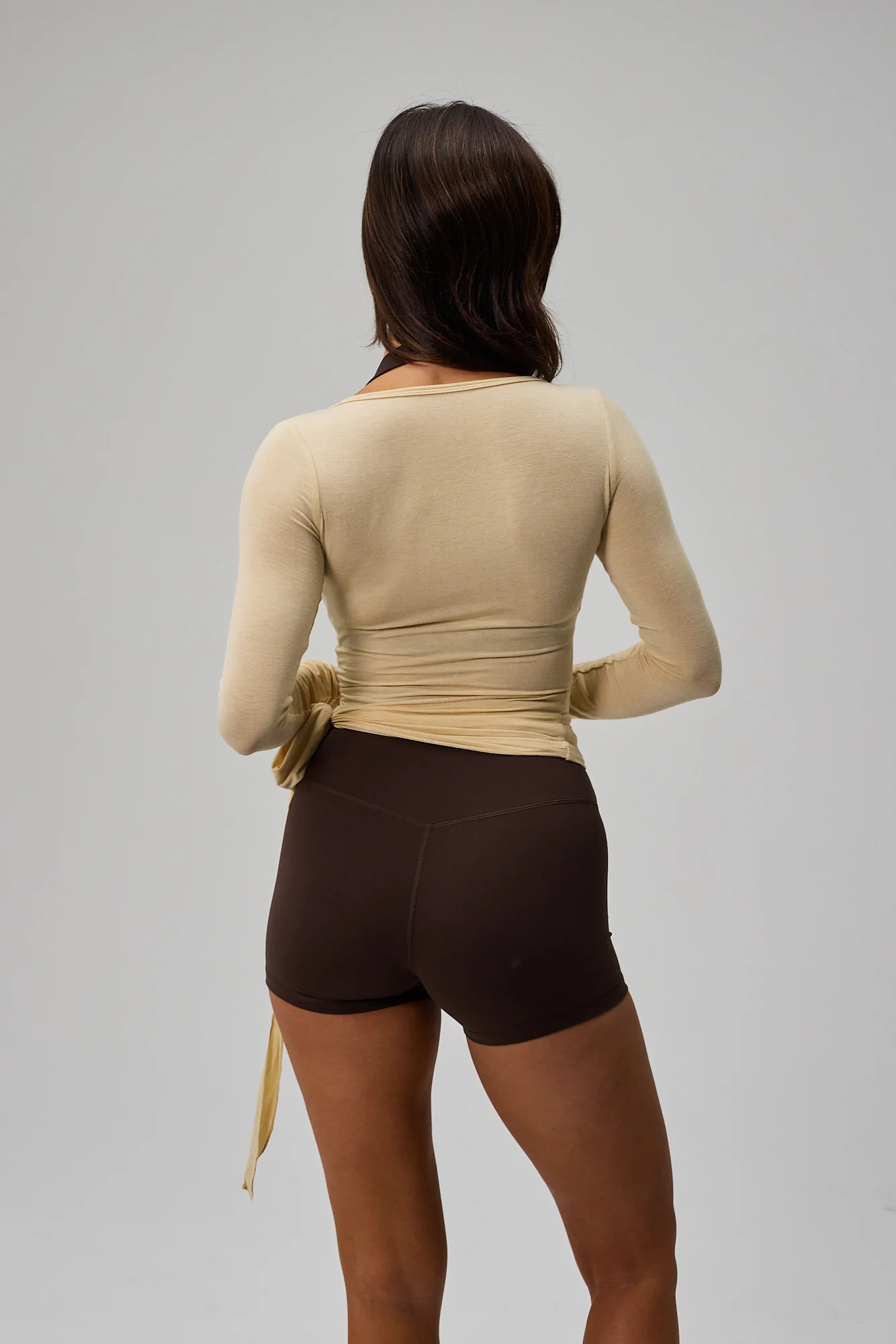 Ballet Wrap Blouse - Beige - Image 6
