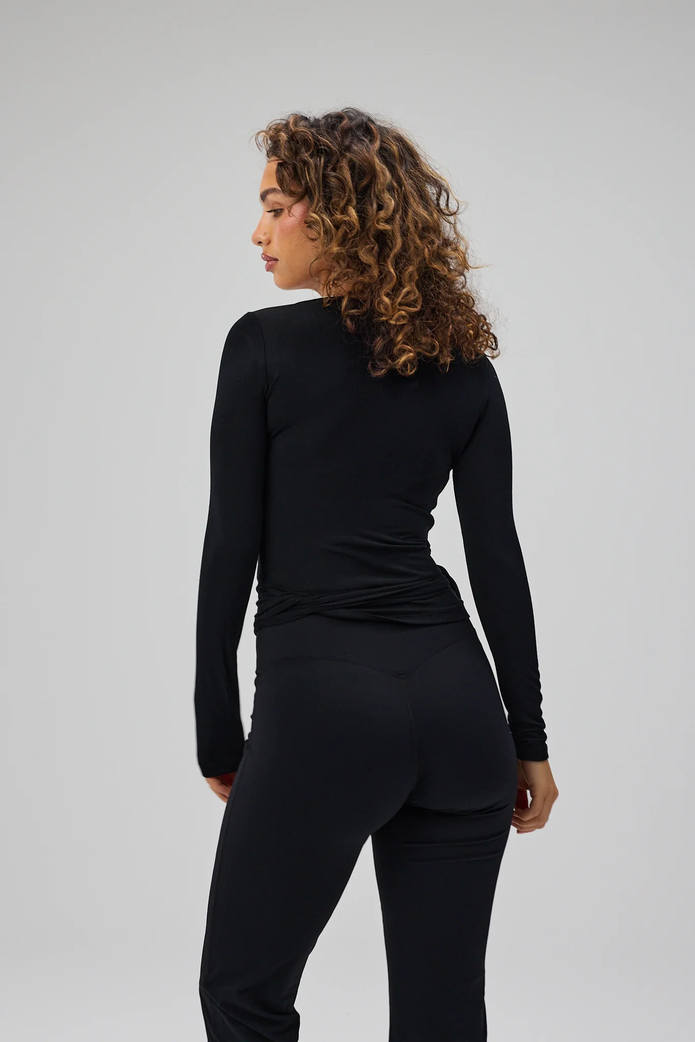 Ballet Wrap Blouse - Black - Image 3