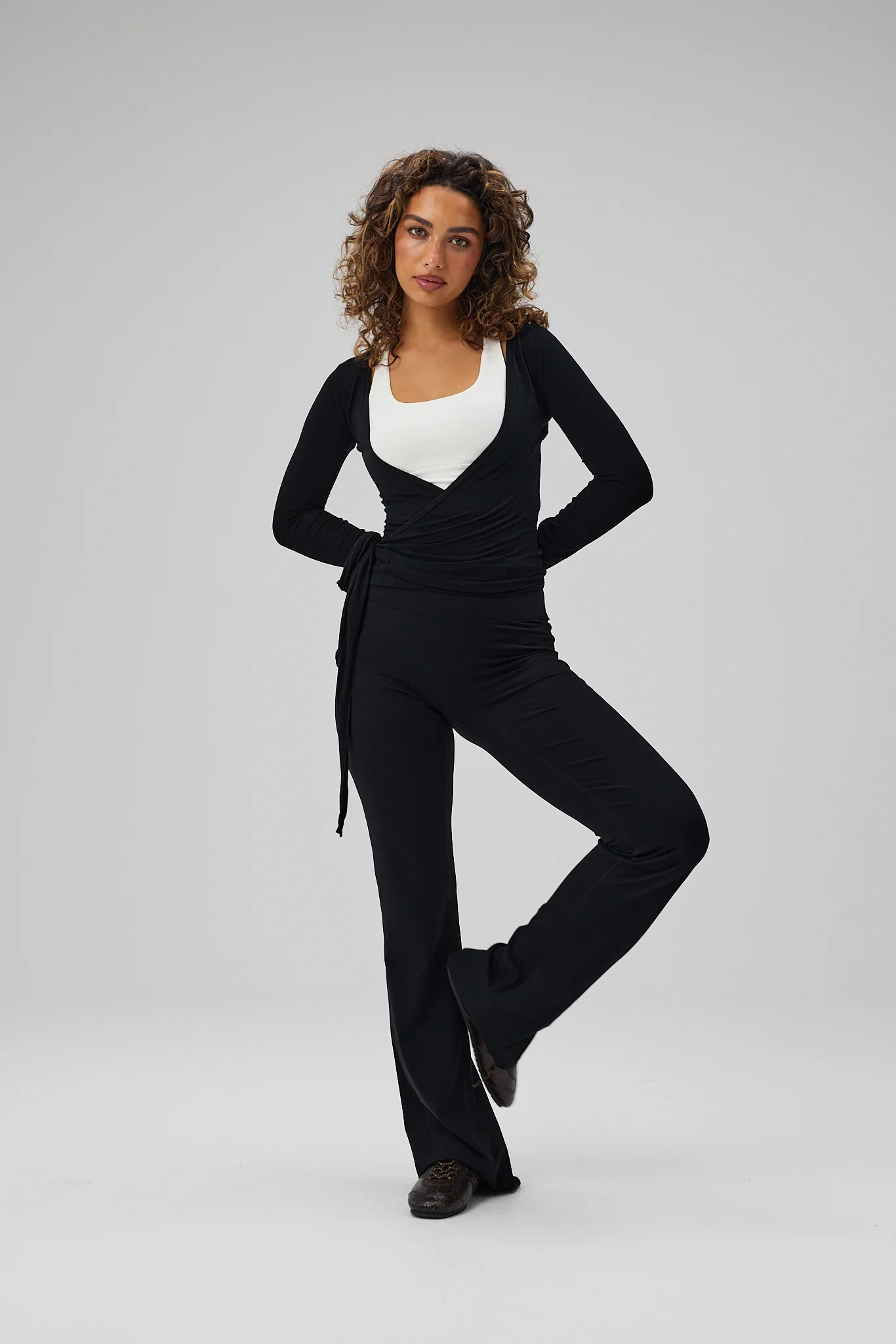 Ballet Wrap Blouse - Black - Image 8