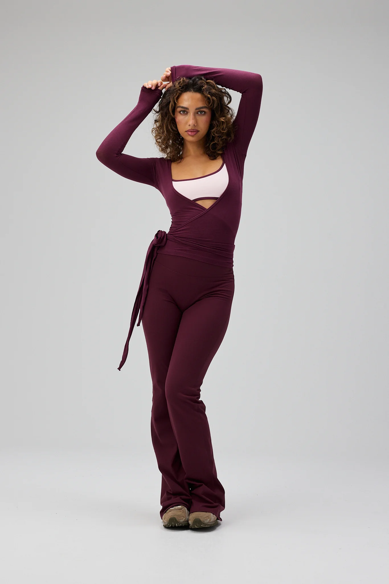 Ballet Wrap Blouse - Deep Plum - Image 3