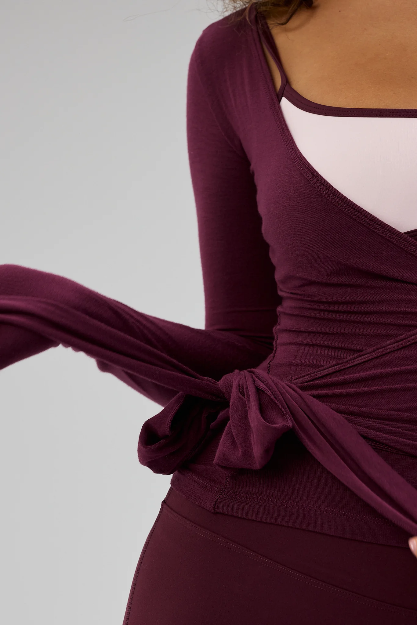 Ballet Wrap Blouse - Deep Plum - Image 8
