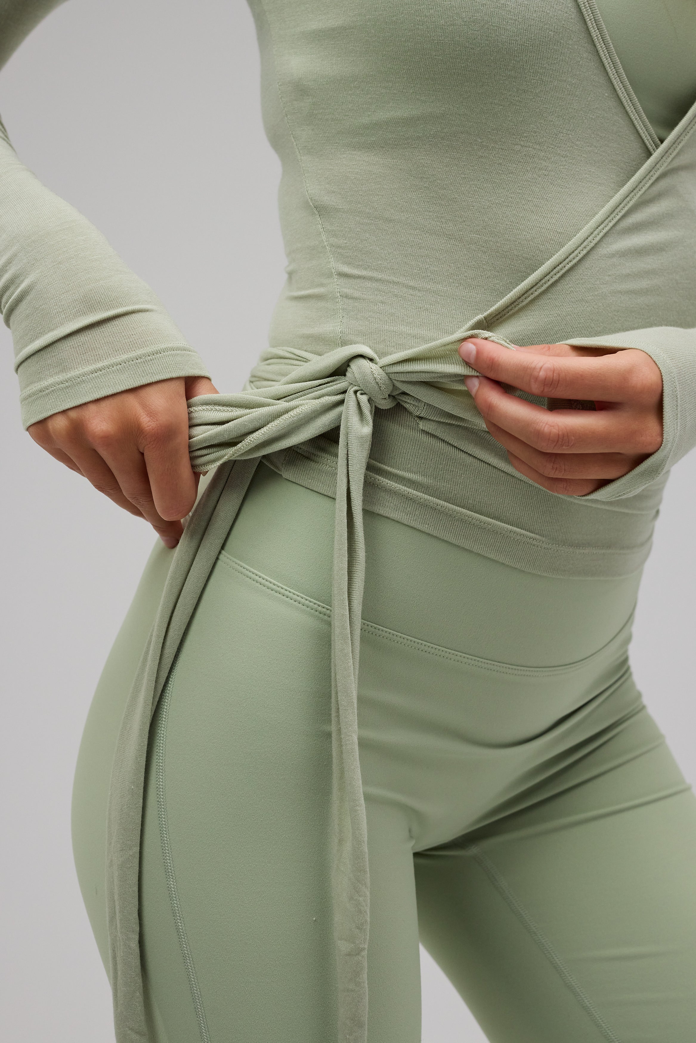 Ballet Wrap Blouse - Dusty Green - Image 3