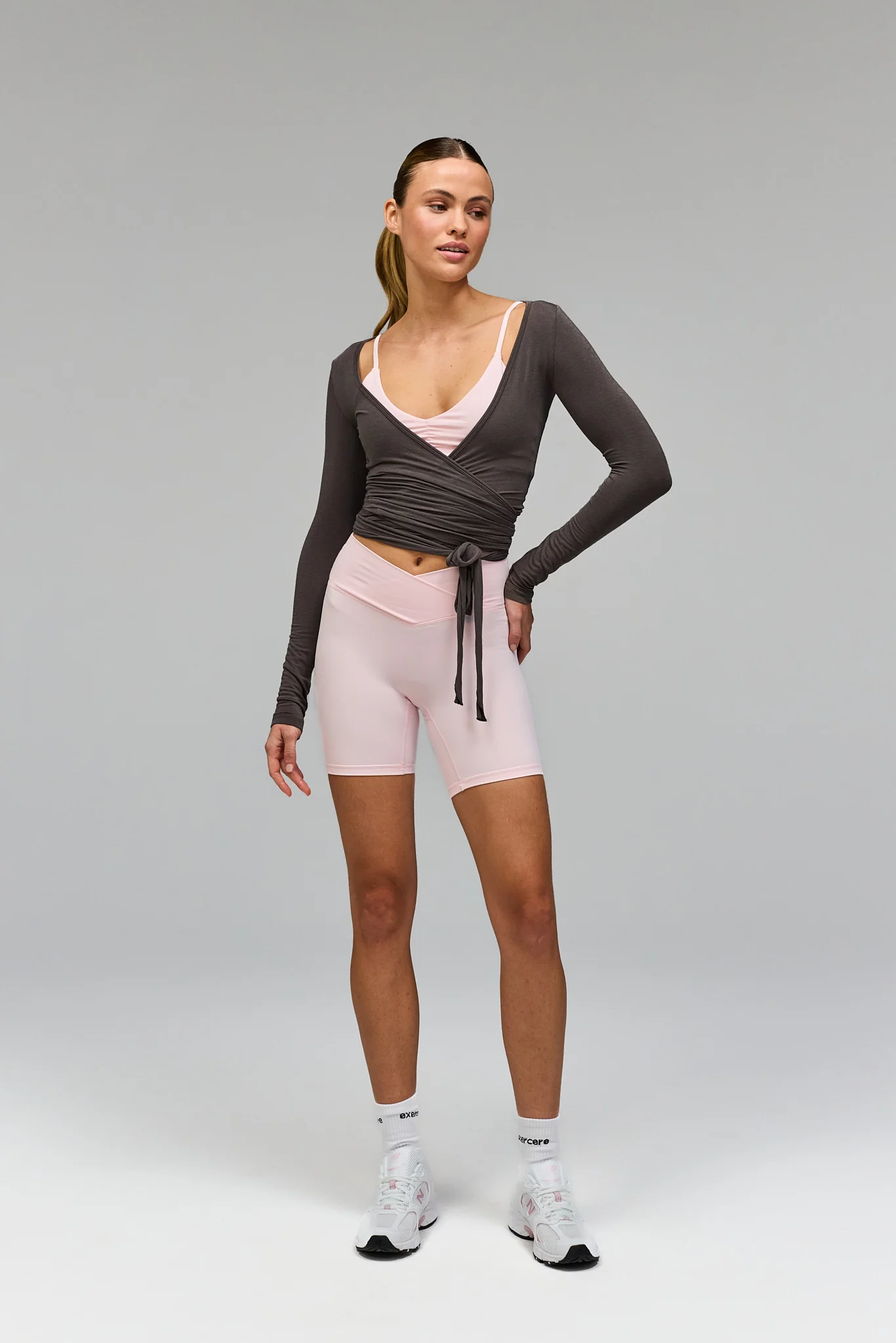 Ballet Wrap Blouse - Grey - Image 6