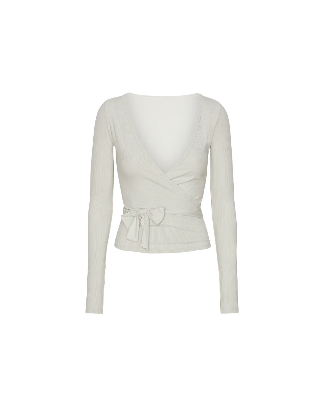 Rib Ballet Wrap Blouse - Vanilla - Image 3