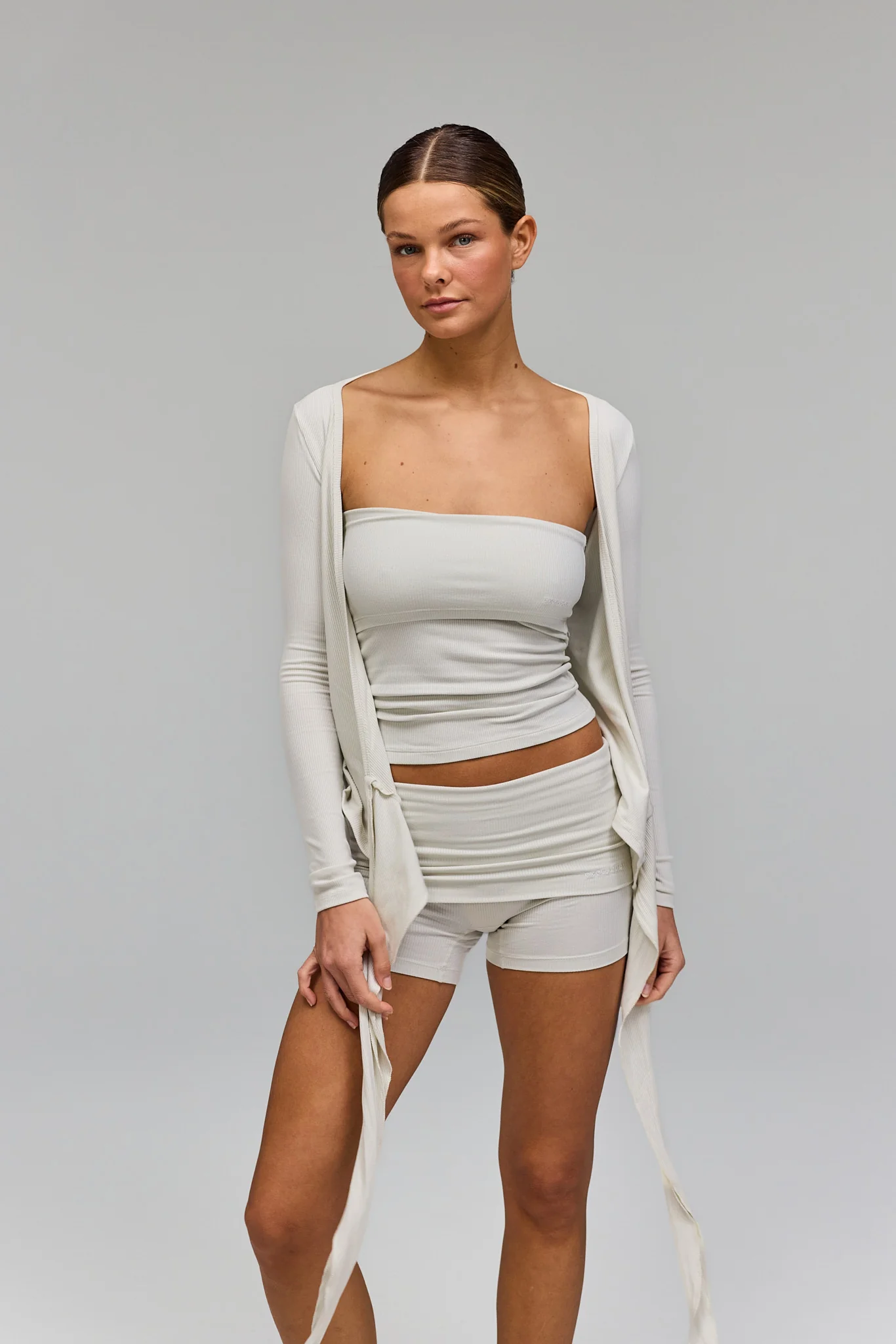 Rib Ballet Wrap Blouse - Vanilla - Image 4