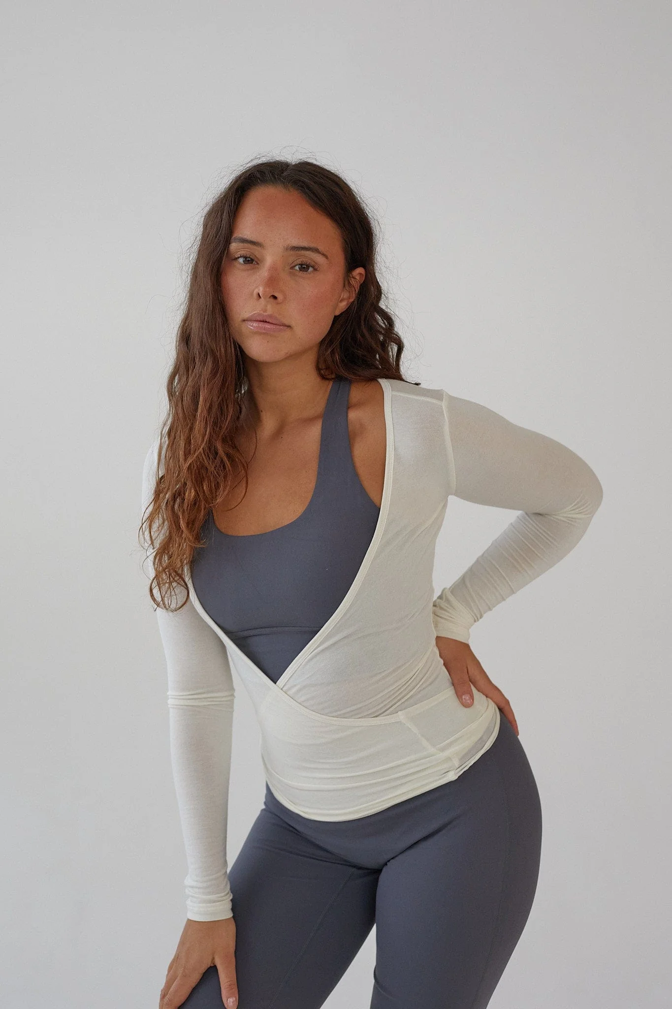 Ballet Wrap Blouse - White - Image 10