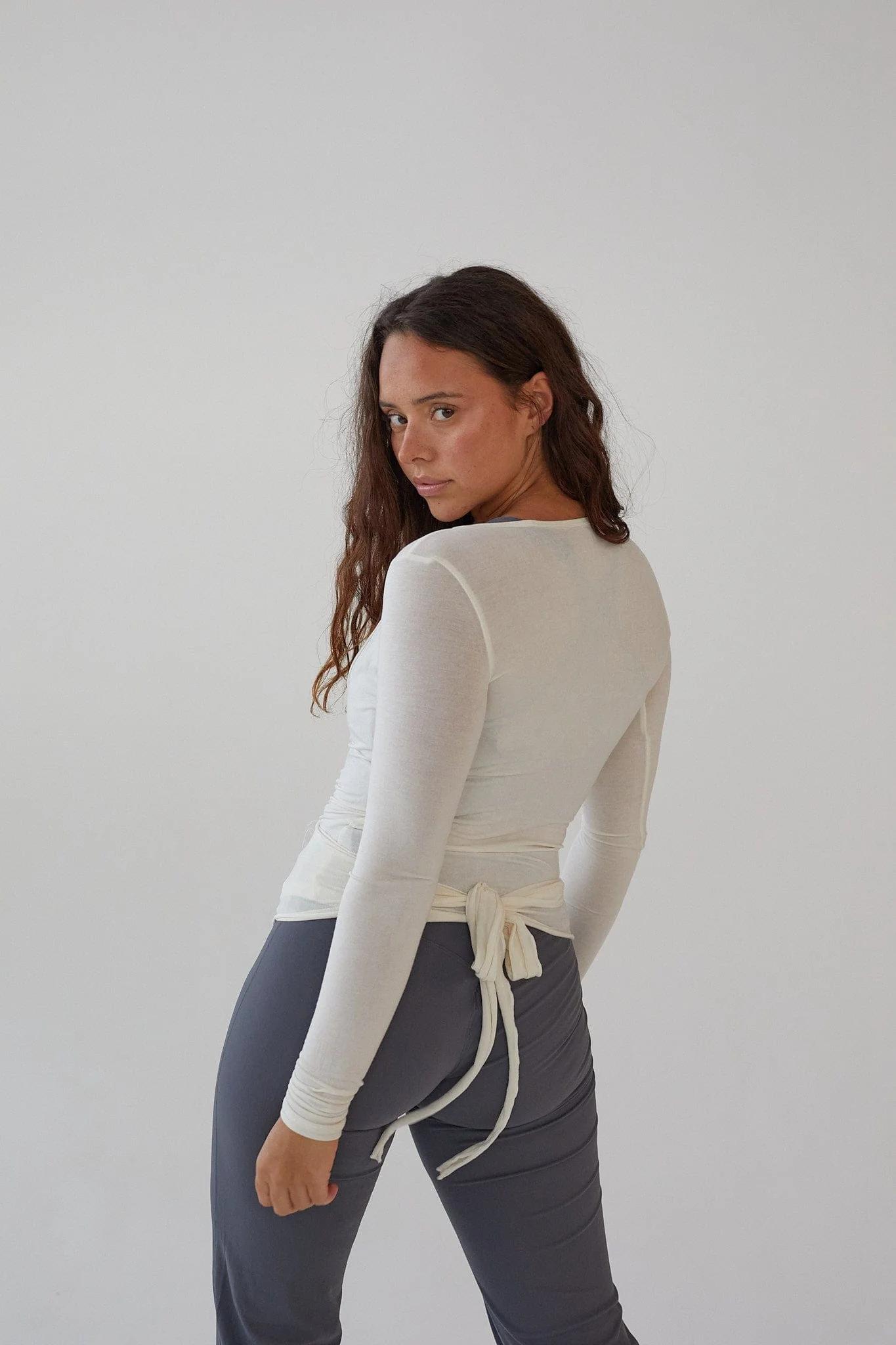 Ballet Wrap Blouse - White - Image 11