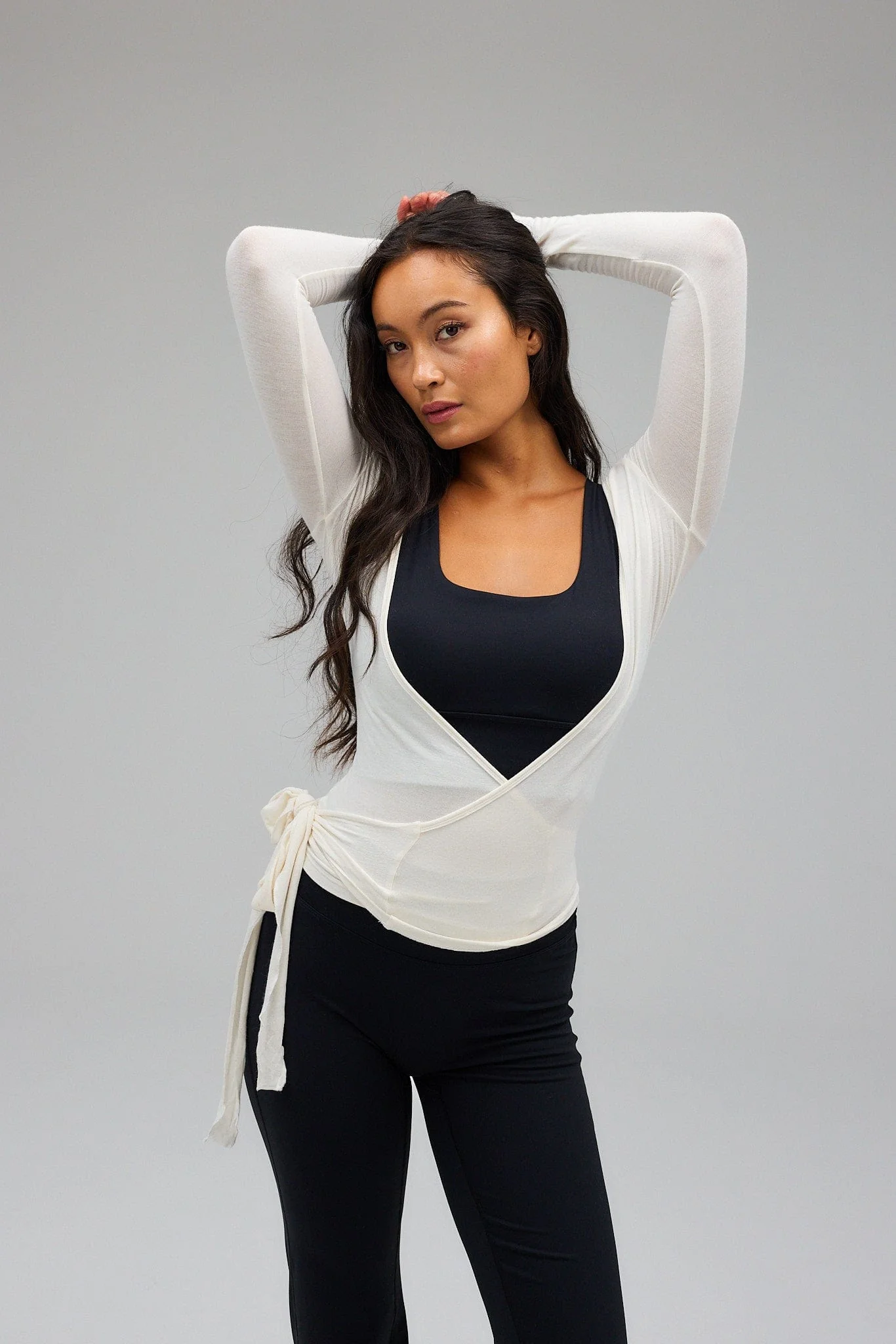 Ballet Wrap Blouse - White - Image 6