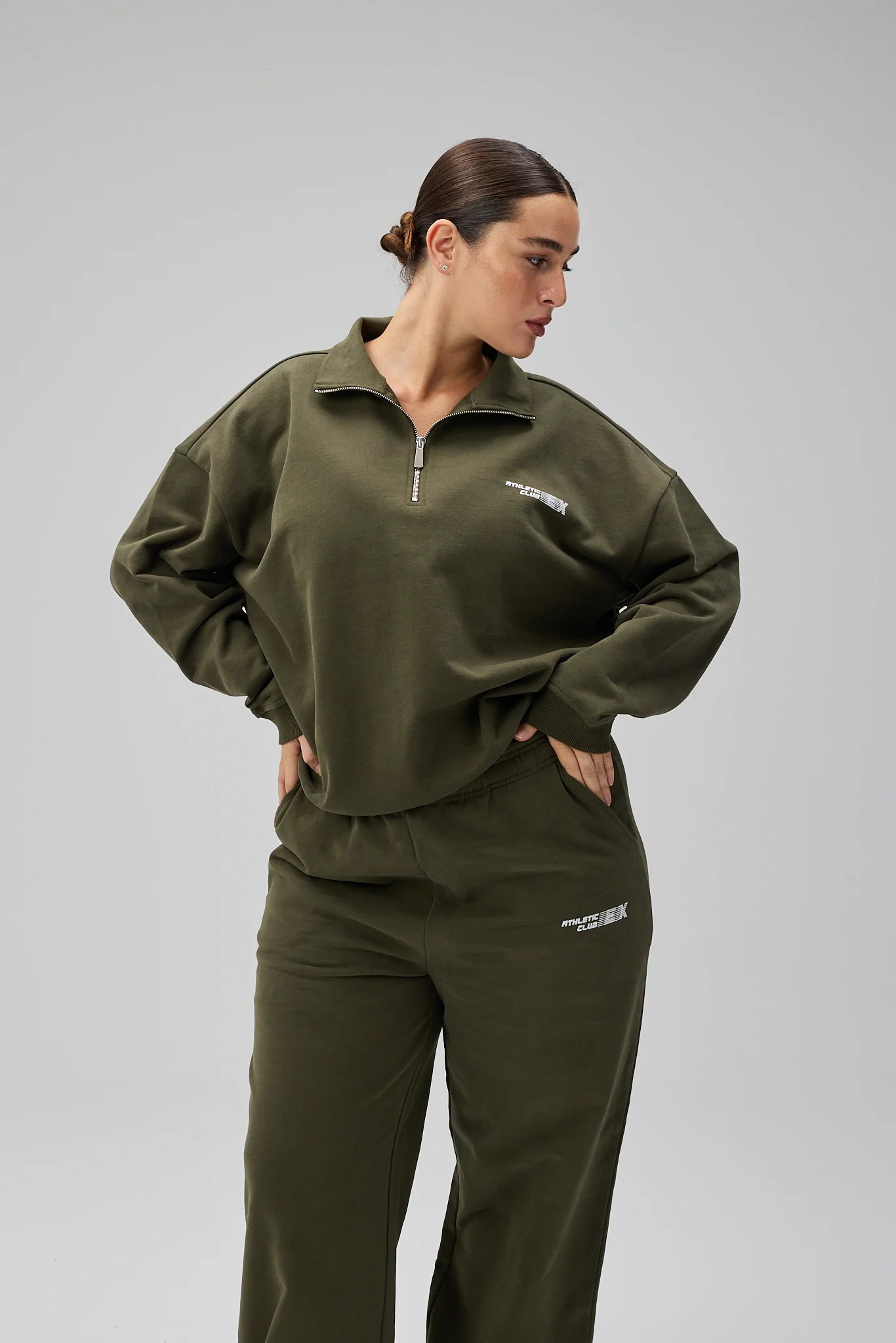 Club Classic Half Zip Sweatshirt - Forest Green - Image 7