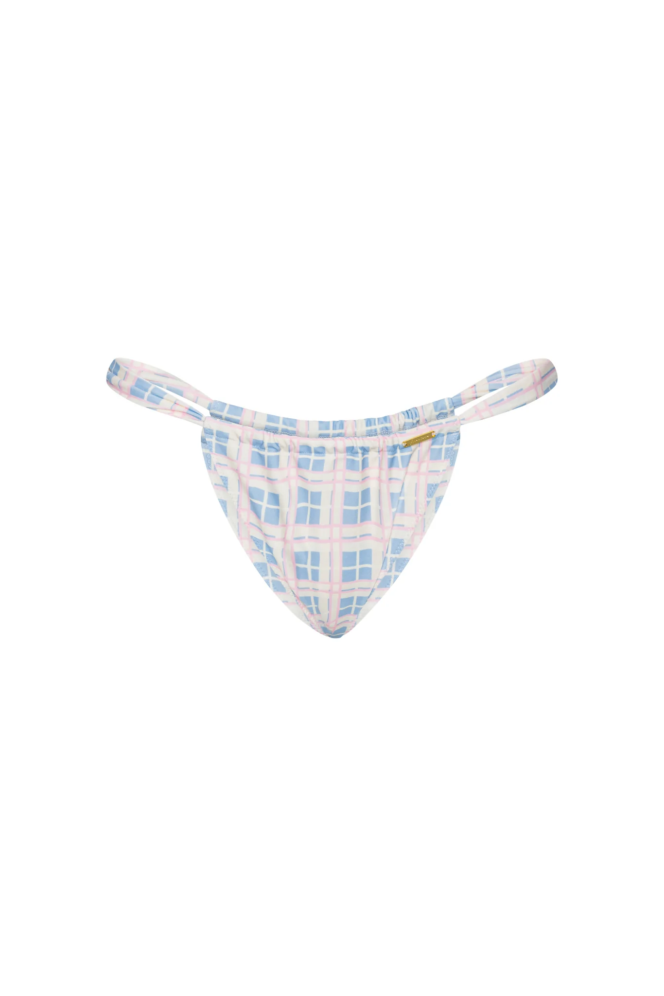 Coastal Bikini Bottom - Soft Pink - Sky Blue Check - Image 7
