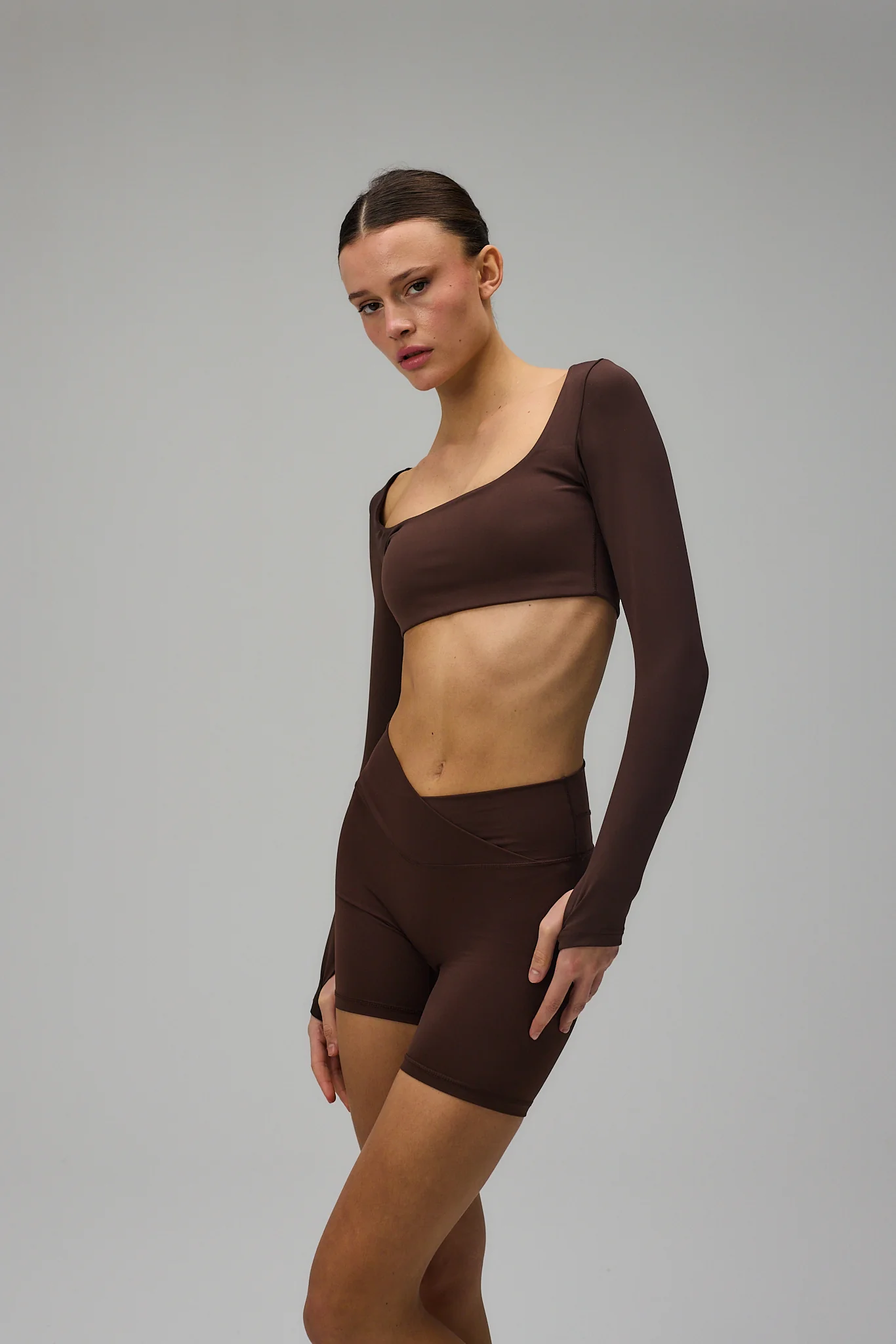 Cropped Long Sleeve - Pecan Brown - Image 11