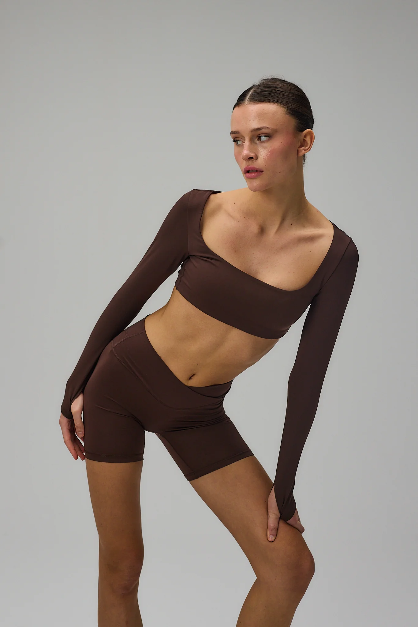 Cropped Long Sleeve - Pecan Brown - Image 8