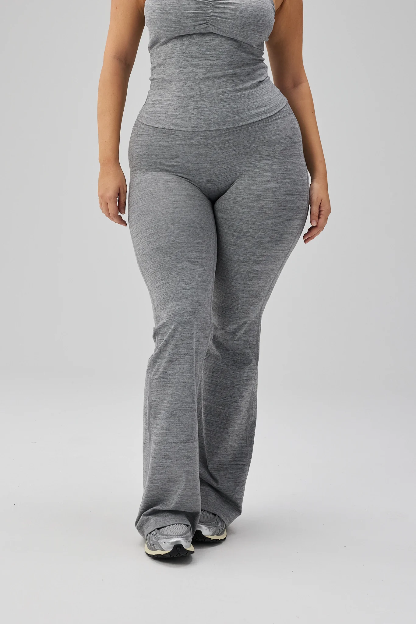 Double Lining Flare Pants  - Grey Melange - Image 8