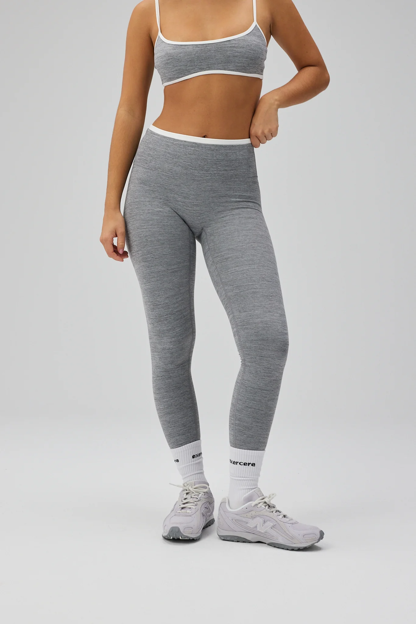 Double Lining Neaty Tights - Grey Melange - Image 3