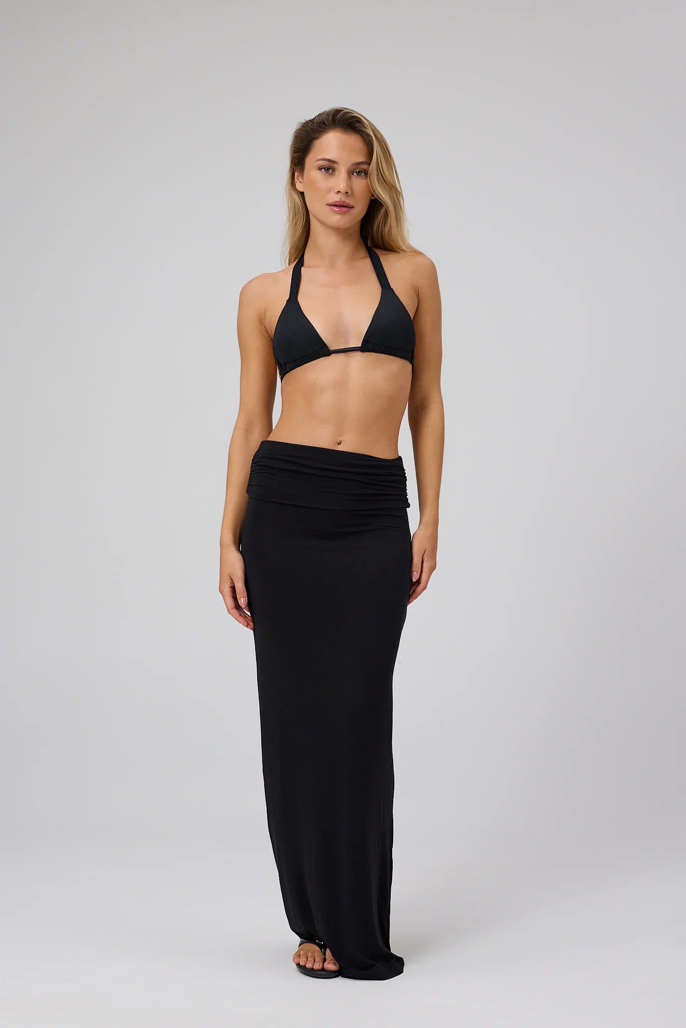 Fold Over Maxi Skirt - Black - Image 6