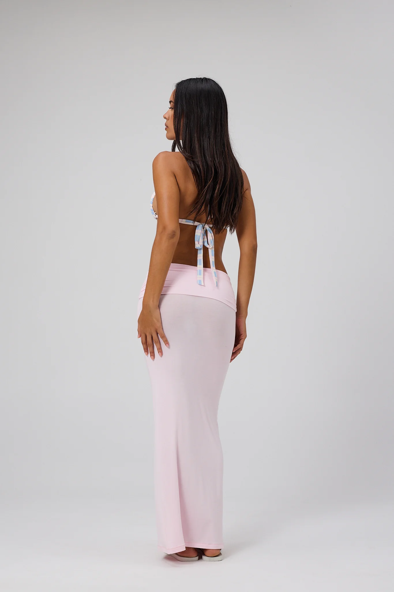 Fold Over Maxi Skirt - Soft Pink - Image 9