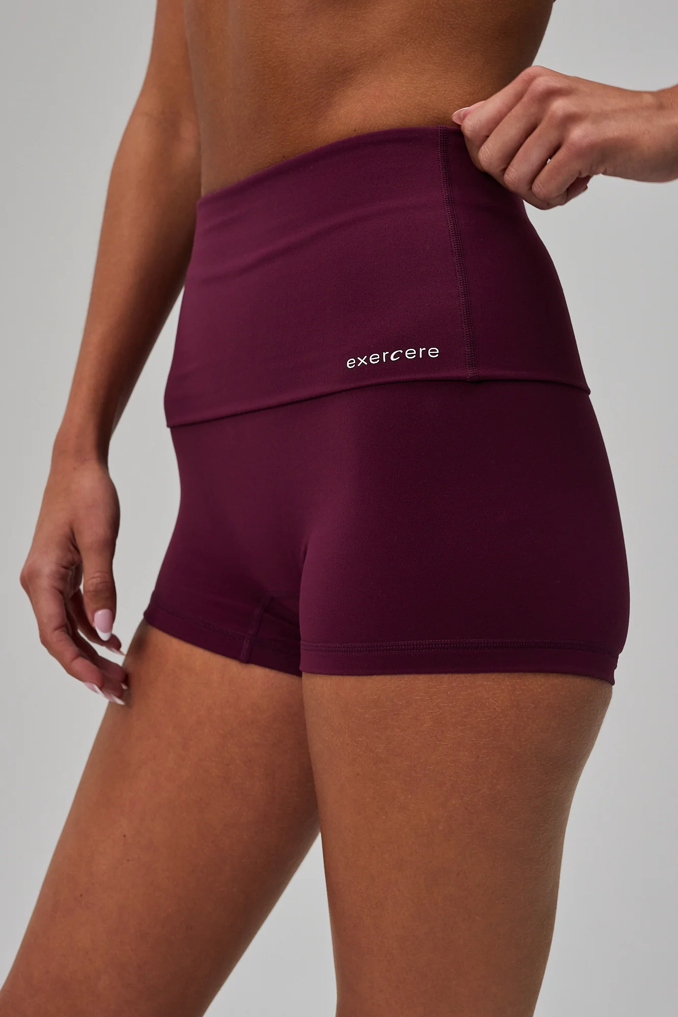 Neaty Fold Over Shorts - Deep Plum - Image 4