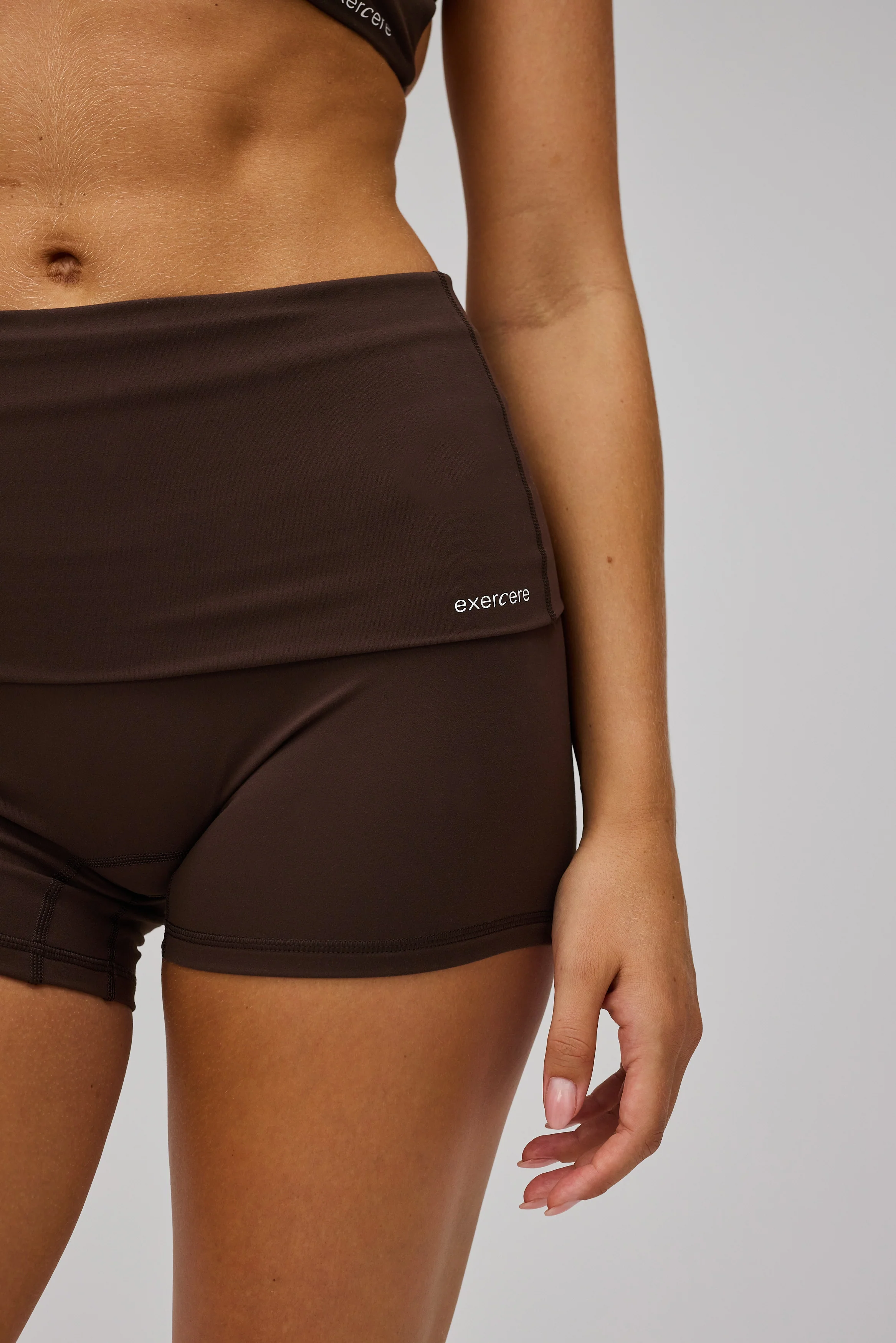 Neaty Fold Over Shorts - Pecan Brown - Image 3