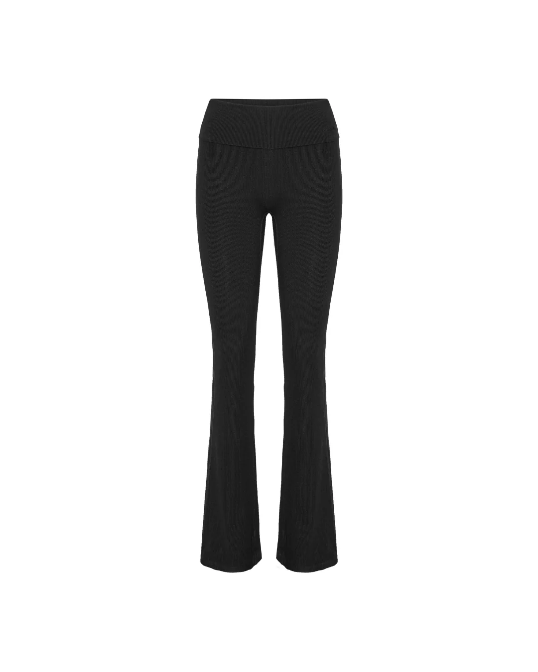 Rib Fold Over Pants - Black - Image 3