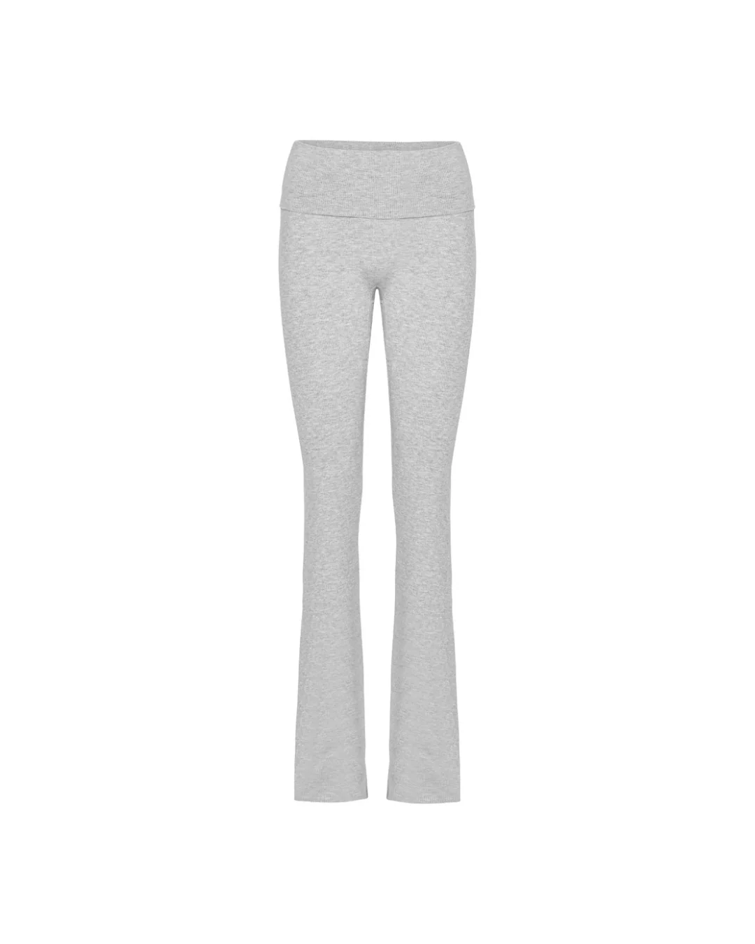 Rib Fold Over Pants - Grey Melange - Image 3
