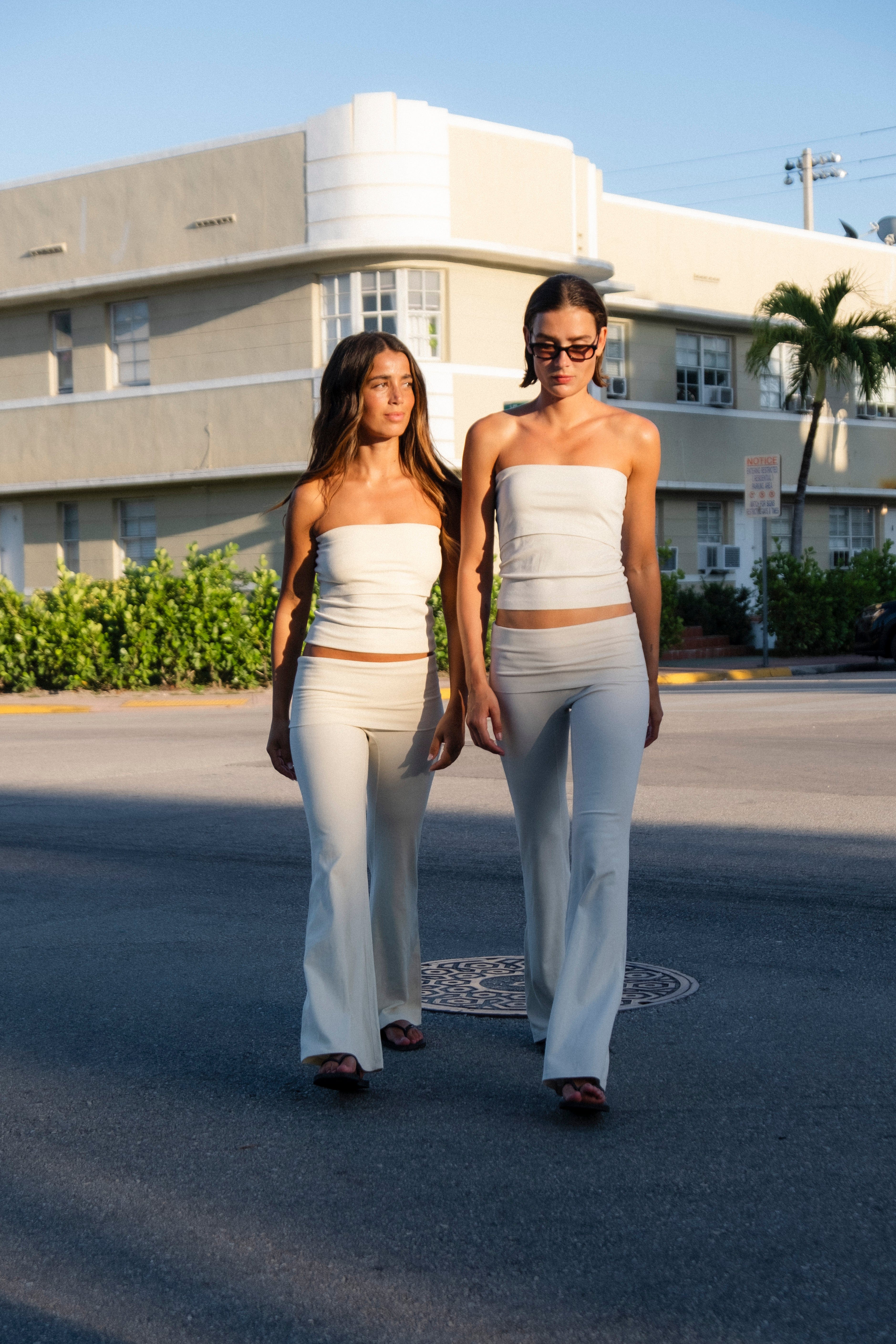 Rib Fold Over Pants - Honey - Image 4