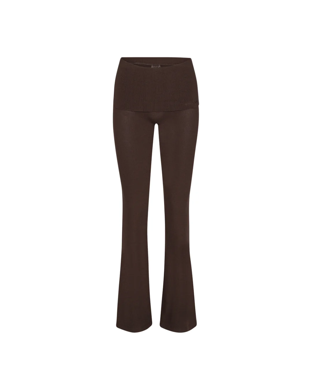 Rib Fold Over Pants - Pecan Brown - Image 7