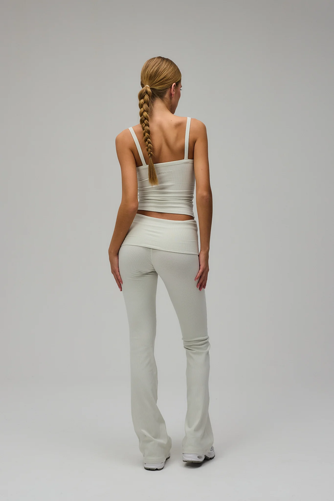 Rib Fold Over Pants - Vanilla - Image 6