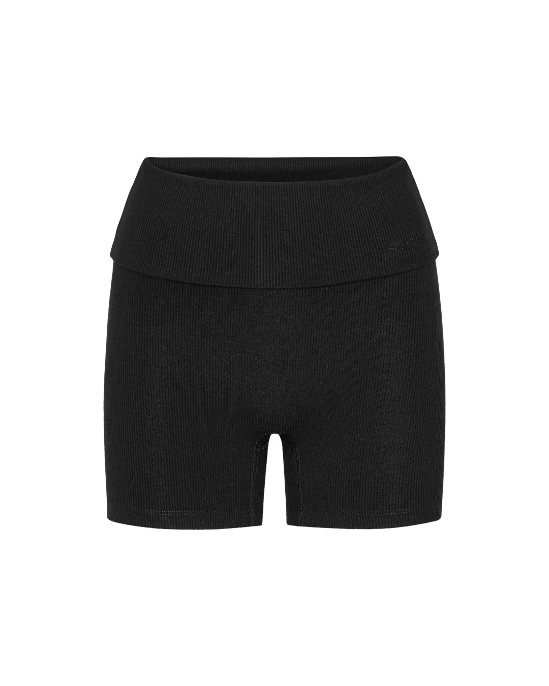 Rib Fold Over Shorts - Black - Image 5
