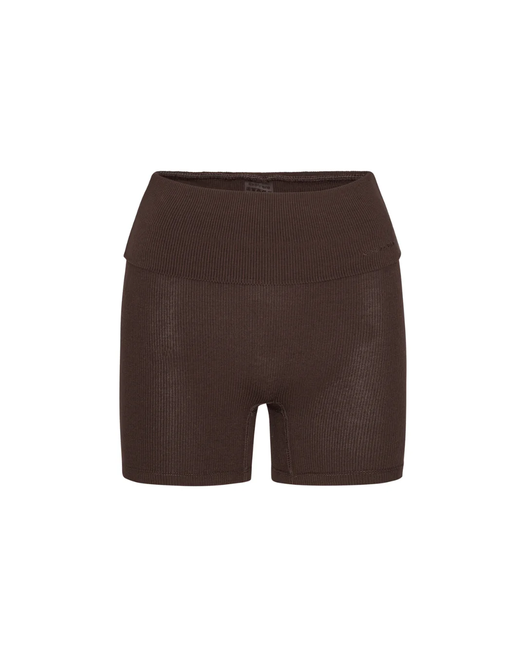 Rib Fold Over Shorts - Pecan Brown - Image 4