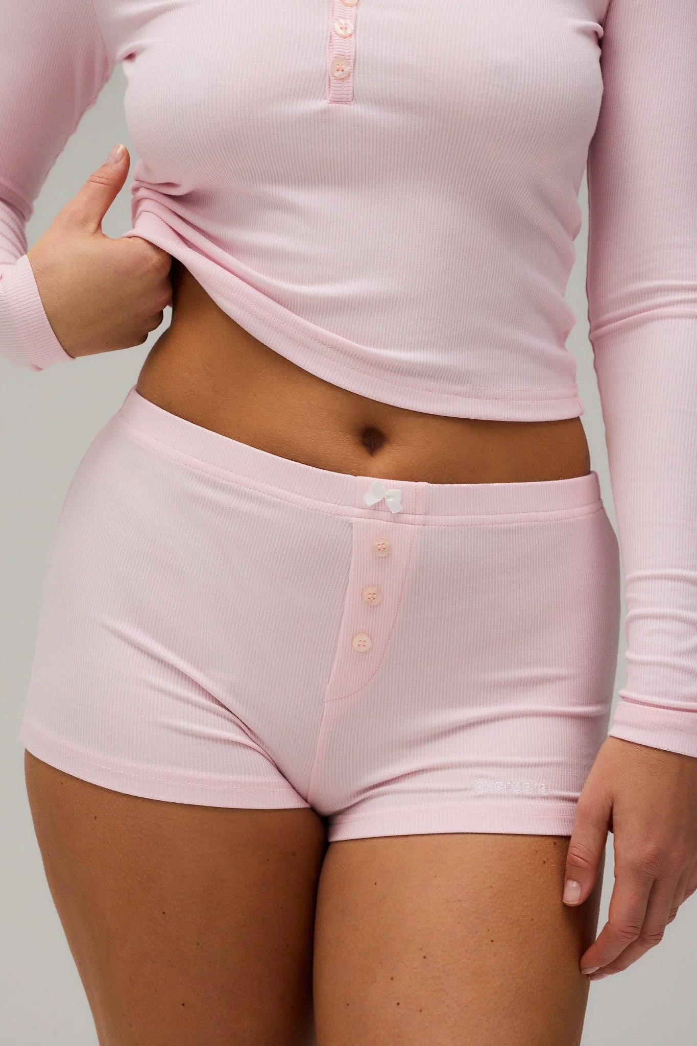 Rib Night Shorts - Soft Pink - Image 9