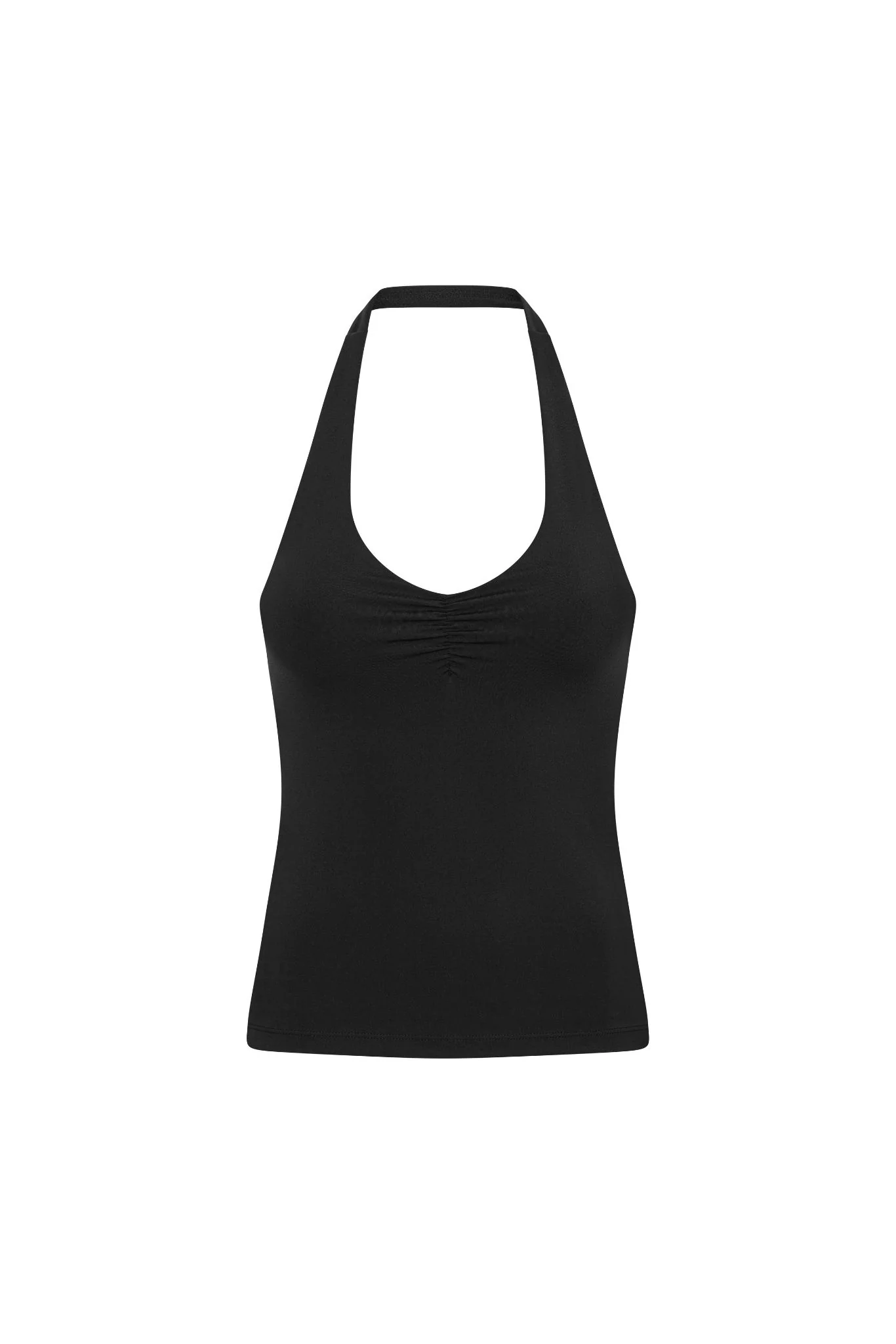 Scrunch Halter Tank Top - Black - Image 7
