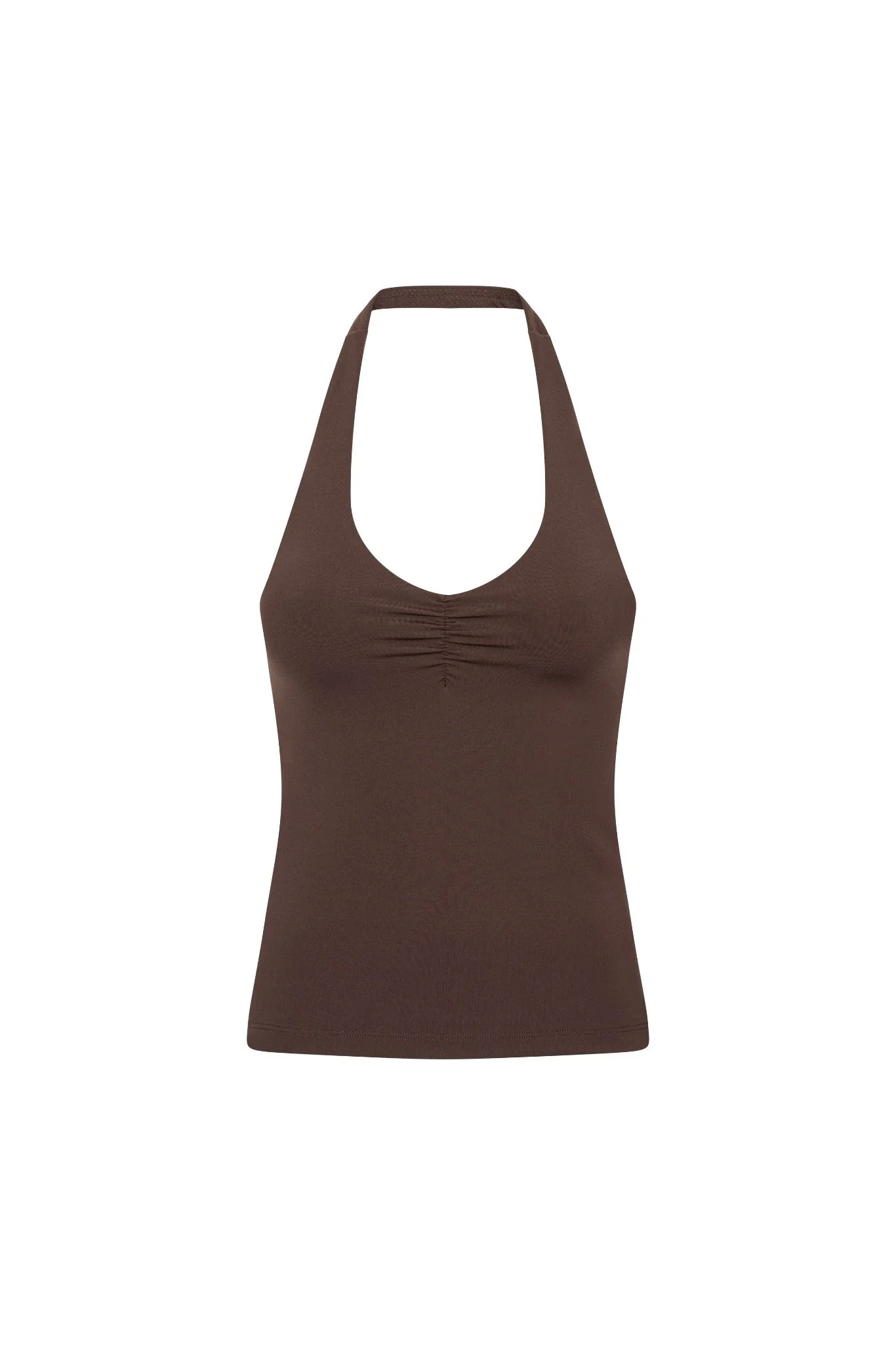 Scrunch Halter Tank Top - Pecan Brown - Image 7