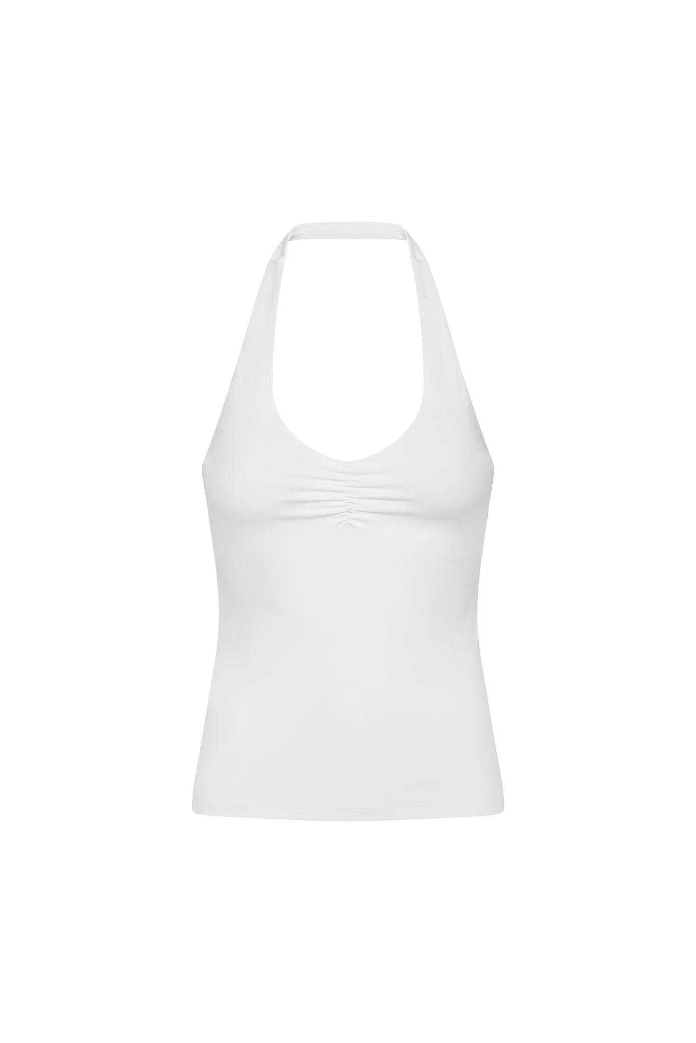 Scrunch Halter Tank Top - White - Image 6