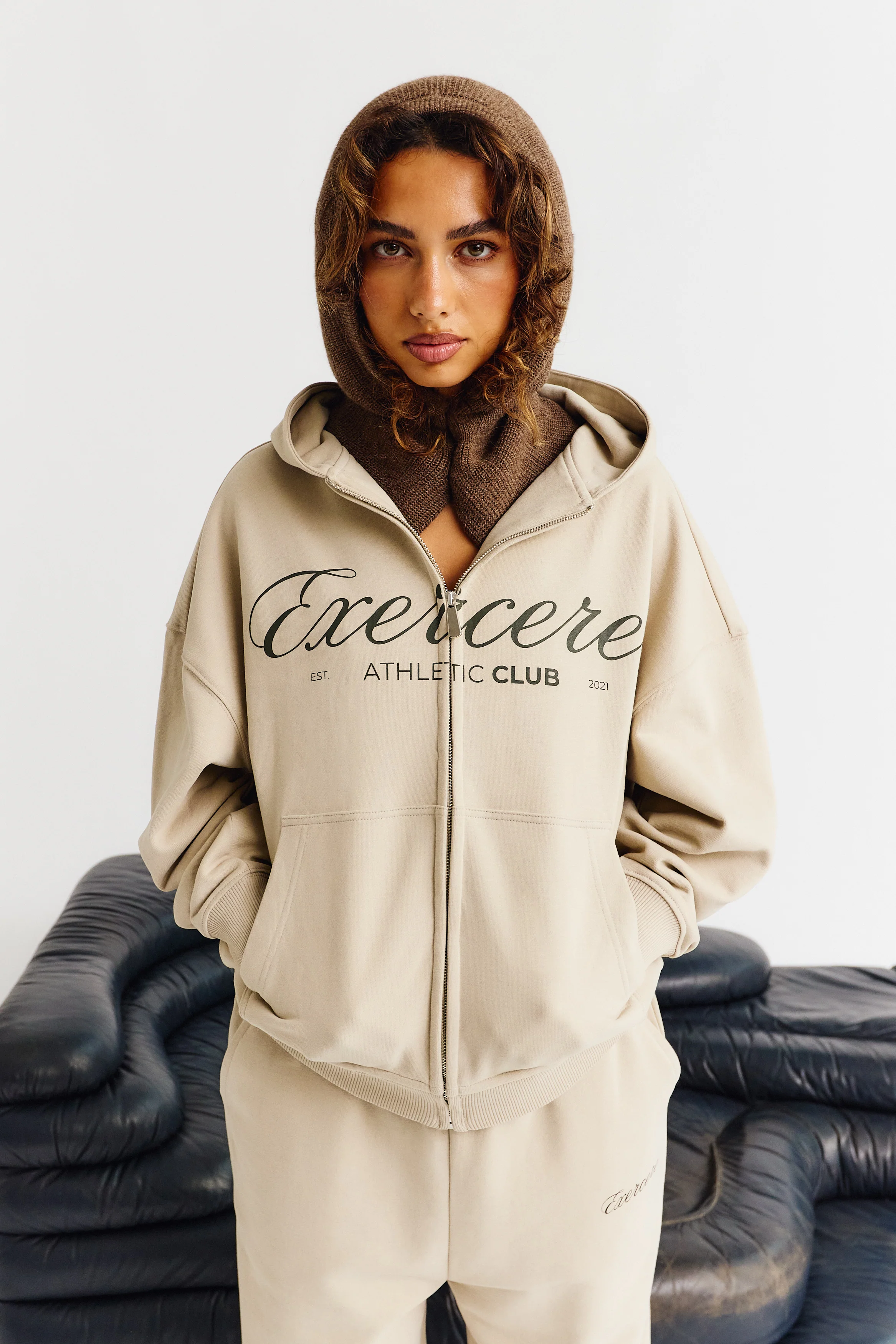 Signature Script Zip Hoodie - Sandstone - Image 2