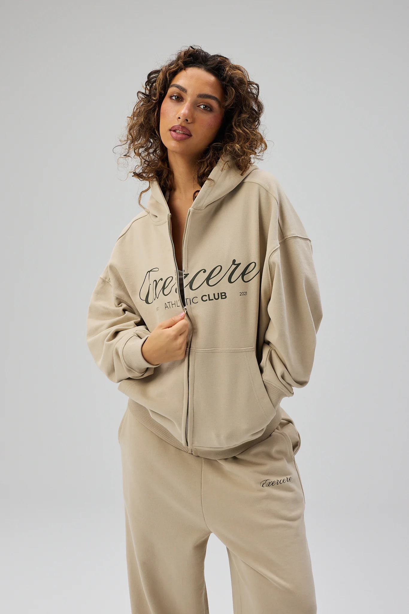 Signature Script Zip Hoodie - Sandstone - Image 4
